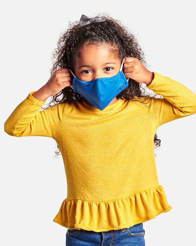 Tommie Copper Tommie Copper Community Wear Face Masks for Kids I Double Lined, Ear Straps & Nose Wire, Face Covering (Pack of 2) - Cobalt Blue and Adrenaline Red