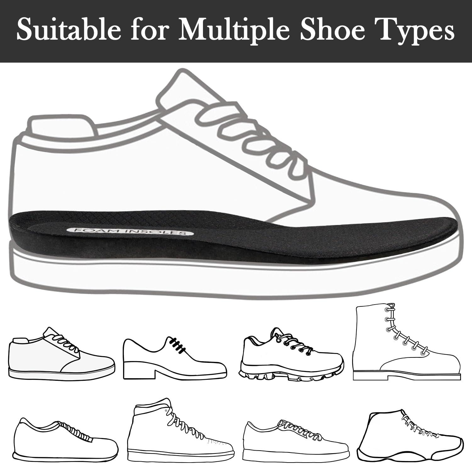 Endoto Memory Foam Insole for Skechers Shoes, Replacement Inserts for Women\'s Sneakers(Size:US Women5.5-EU35.5)