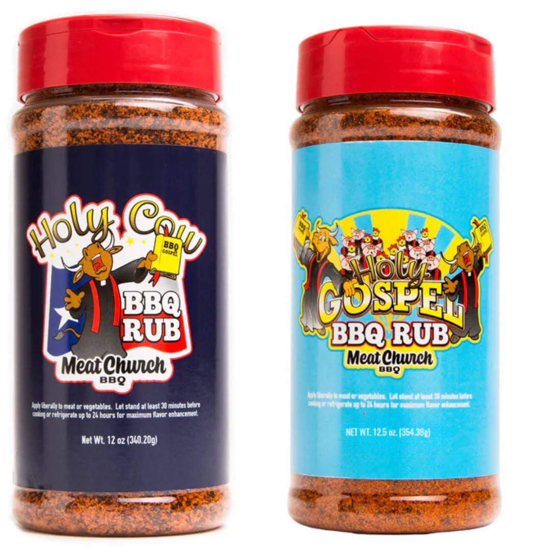Meat Church Meat Church BBQ Rub Combo: Holy Cow (12 oz) and Holy Gospel (12.5 oz), One Bottle of Each