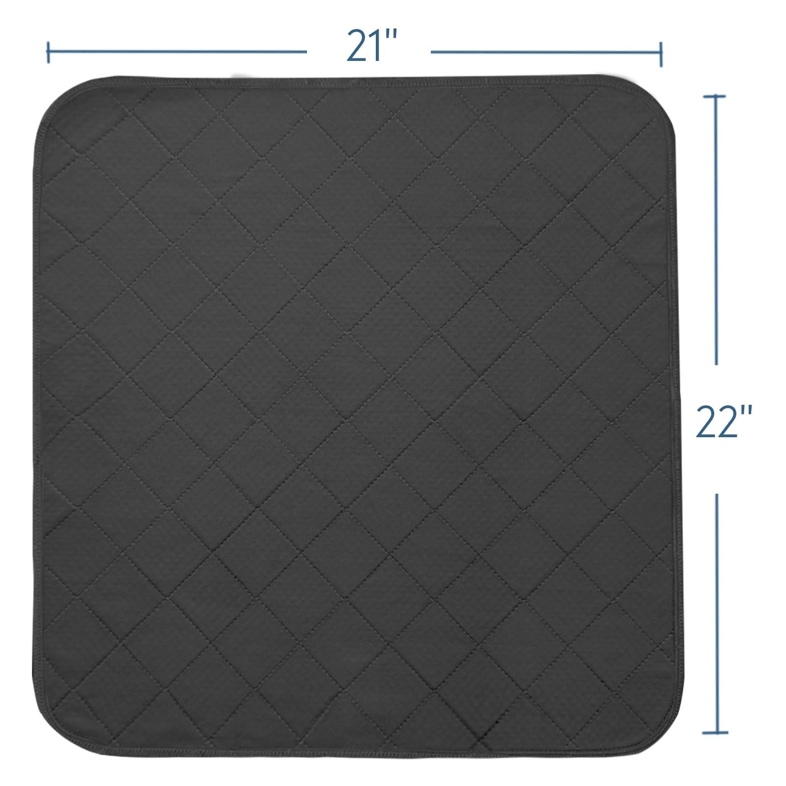 Magik & Kover Waterproof Chair Pads for Incontinence, 4 Pack Reusable Seat Protector Pads 22" x 21", Washable Chair Protector Seat Cover, Non-Slip Absorbent Incontinence Pad for Bed, Wheelchair, Kid & Pet - Black