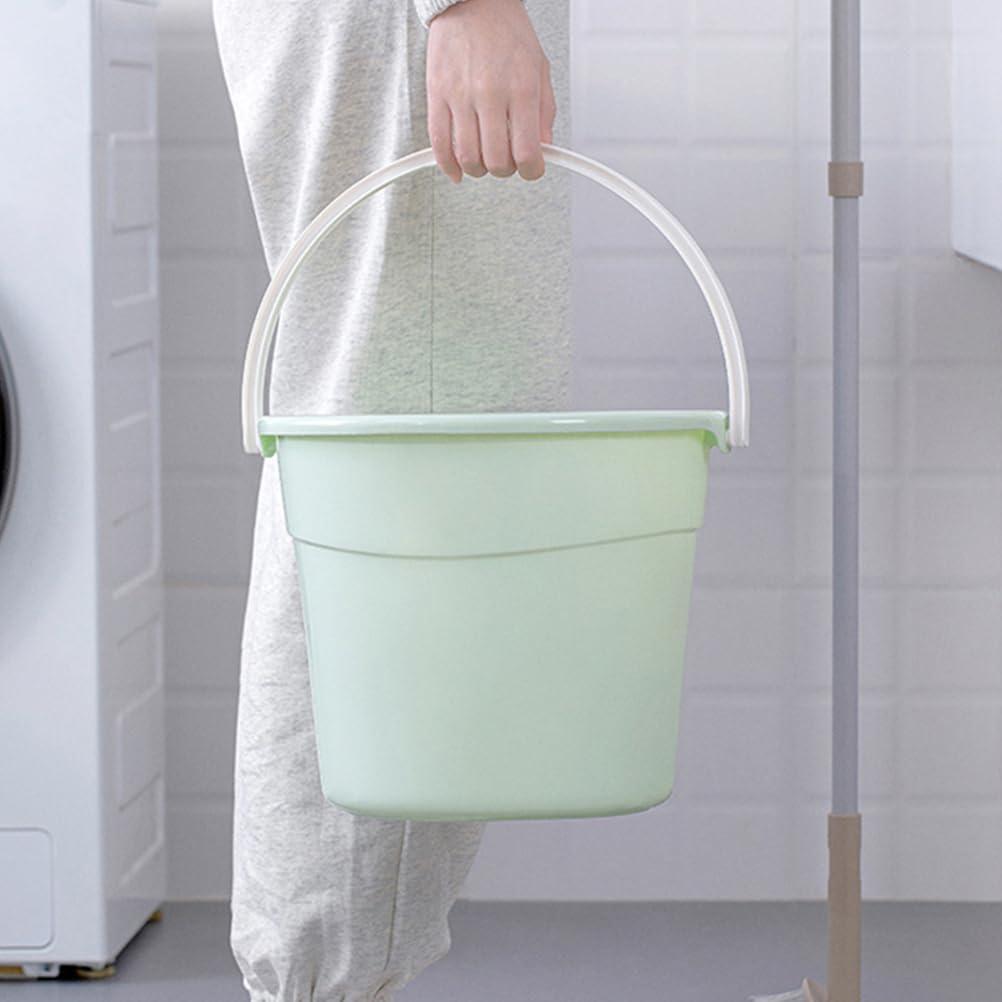 Amosfun Amosfun Plastic Buckets Plastic Bucket with Handle Round Water Bucket Bath Bucket Water Container for Camping Travel Beach Summer Party Accessory Green Cleaning Bucket