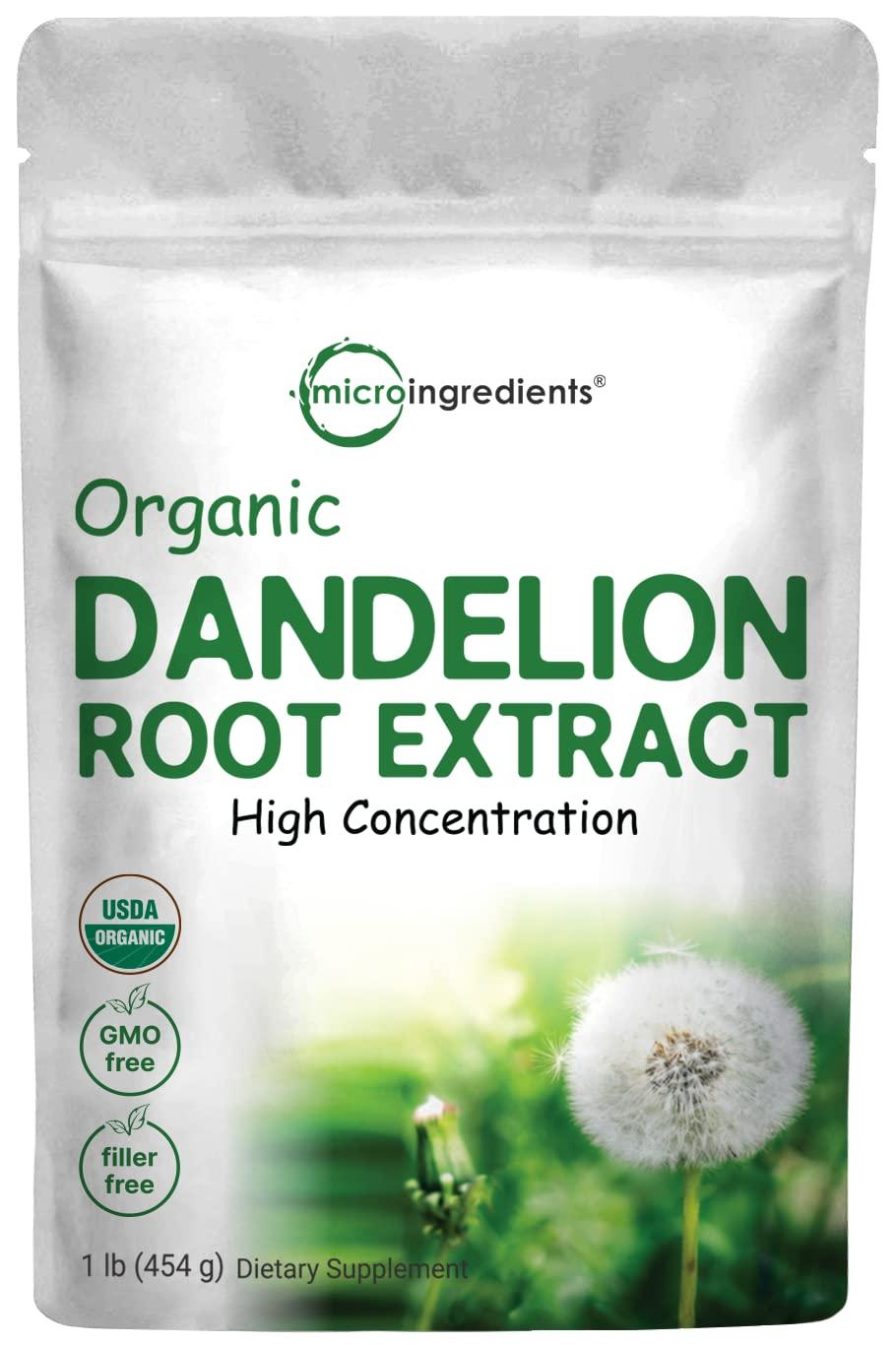 Micro Ingredients Organic Dandelion Root Tea Powder, 1lb (16oz) | Up to 450 Servings | Pure Dark Roasted Dandelion Root Supplement for Tea | Herbal Extract for Digestion & Immune Support | Caffeine Free, Non-GMO