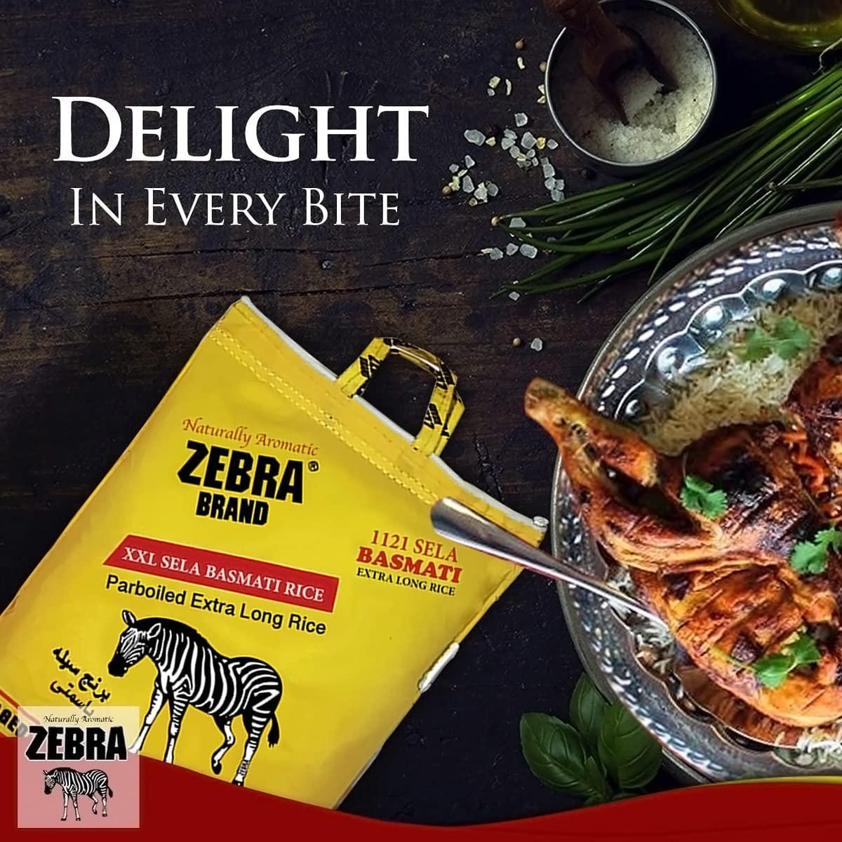 Zebra Basmati Rice Zebra Basmati Rice - 1121 Sela XXL Parboiled Rice, (10 Lb) Extra Long Grain