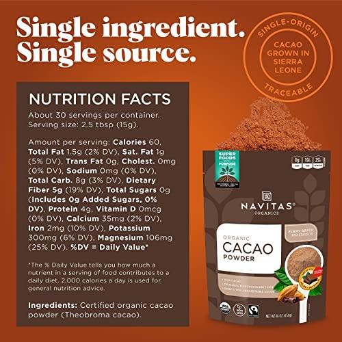 Navitas Organics Navitas Organics Organic Cacao Powder, Non-GMO, Fair Trade, Gluten-Free, 16 Ounce