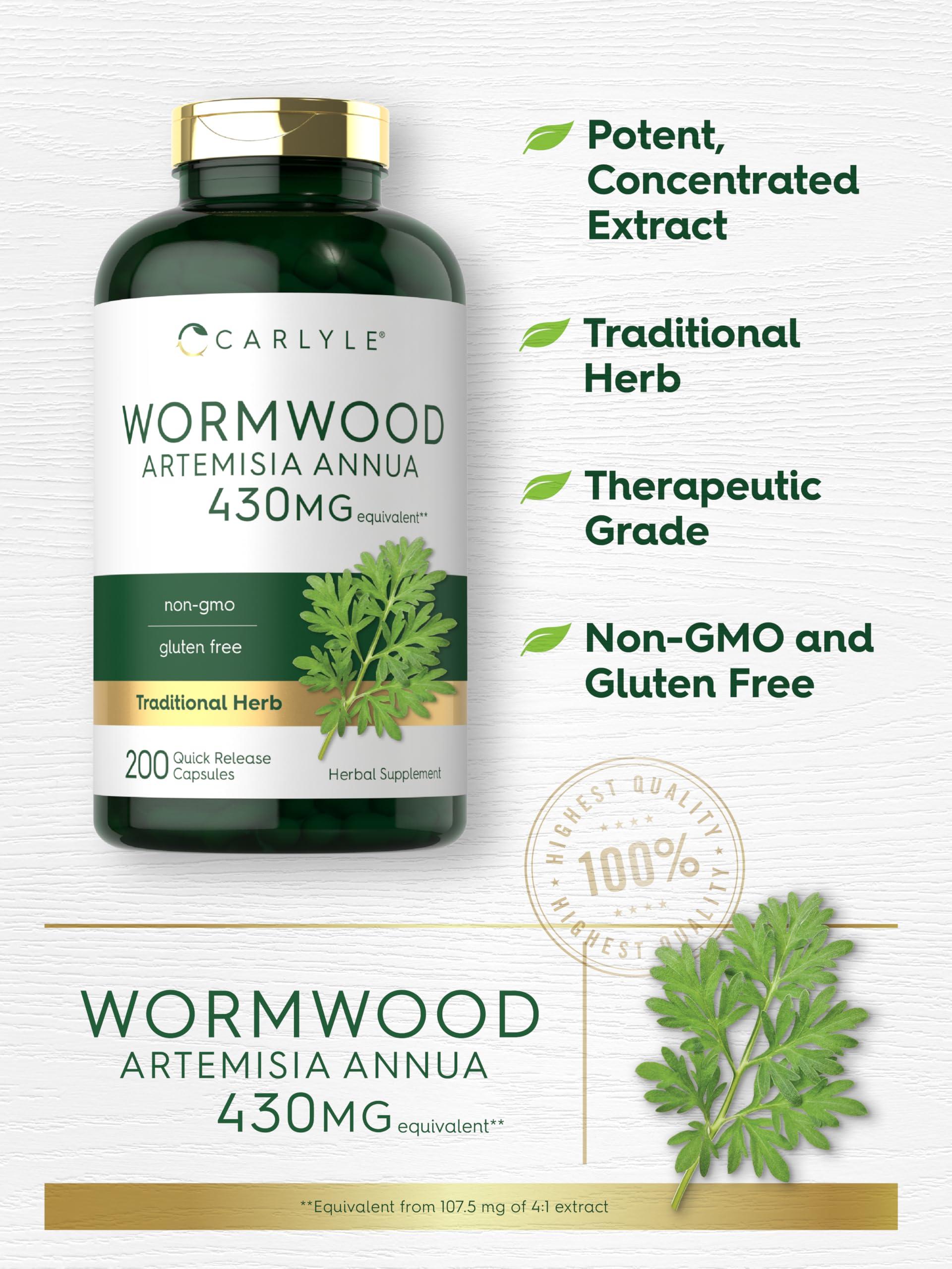 Carlyle Carlyle Wormwood Capsules 430mg | Artemisia Annua Herb | 200 Count | Non-GMO & Gluten Free Supplement