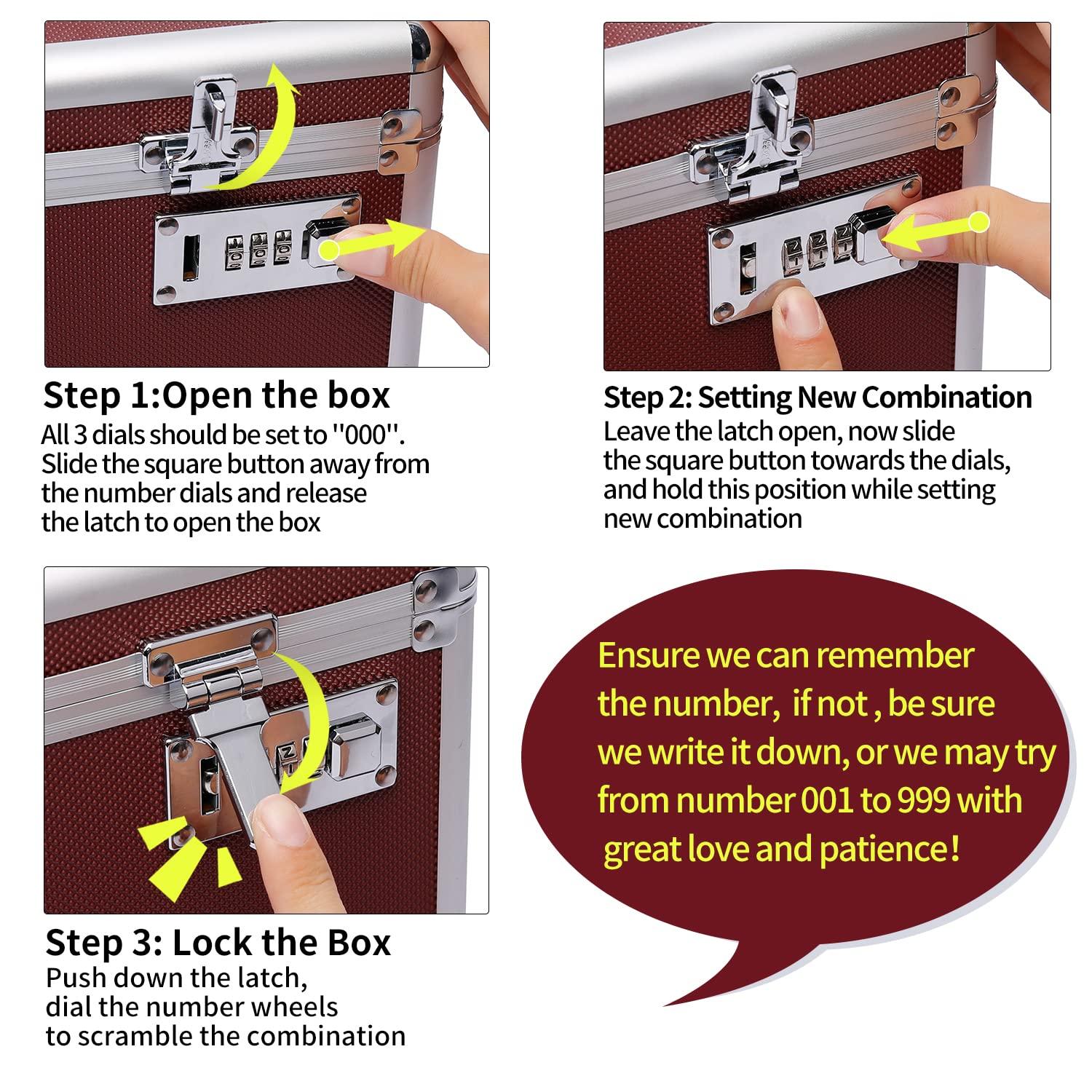 HEWEI WORKS HEWEI WORKS Locking Box with Portable Storage Case, 14.2\'\'x 7.2\'\'x 8.2\'\'Childproof Medication Lock Organizer, Lockbox for Documents, Medicine & Valuables (Brown/Large