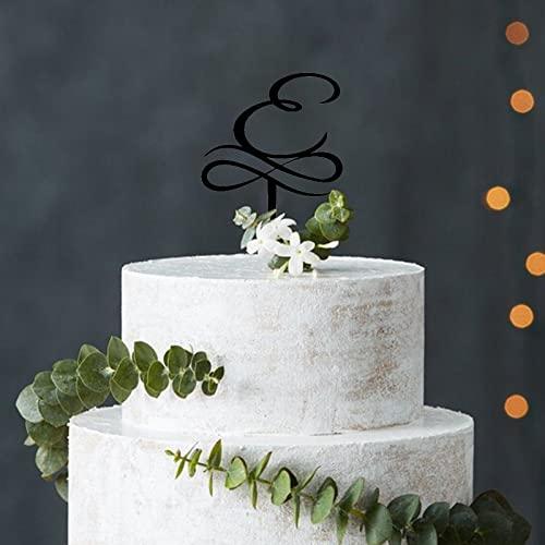 PENGEPENGE Letter D Shaped Cake Topper Acrylic Cake Topping Birthday Party Cake Decorations Double Sided Black 6inch