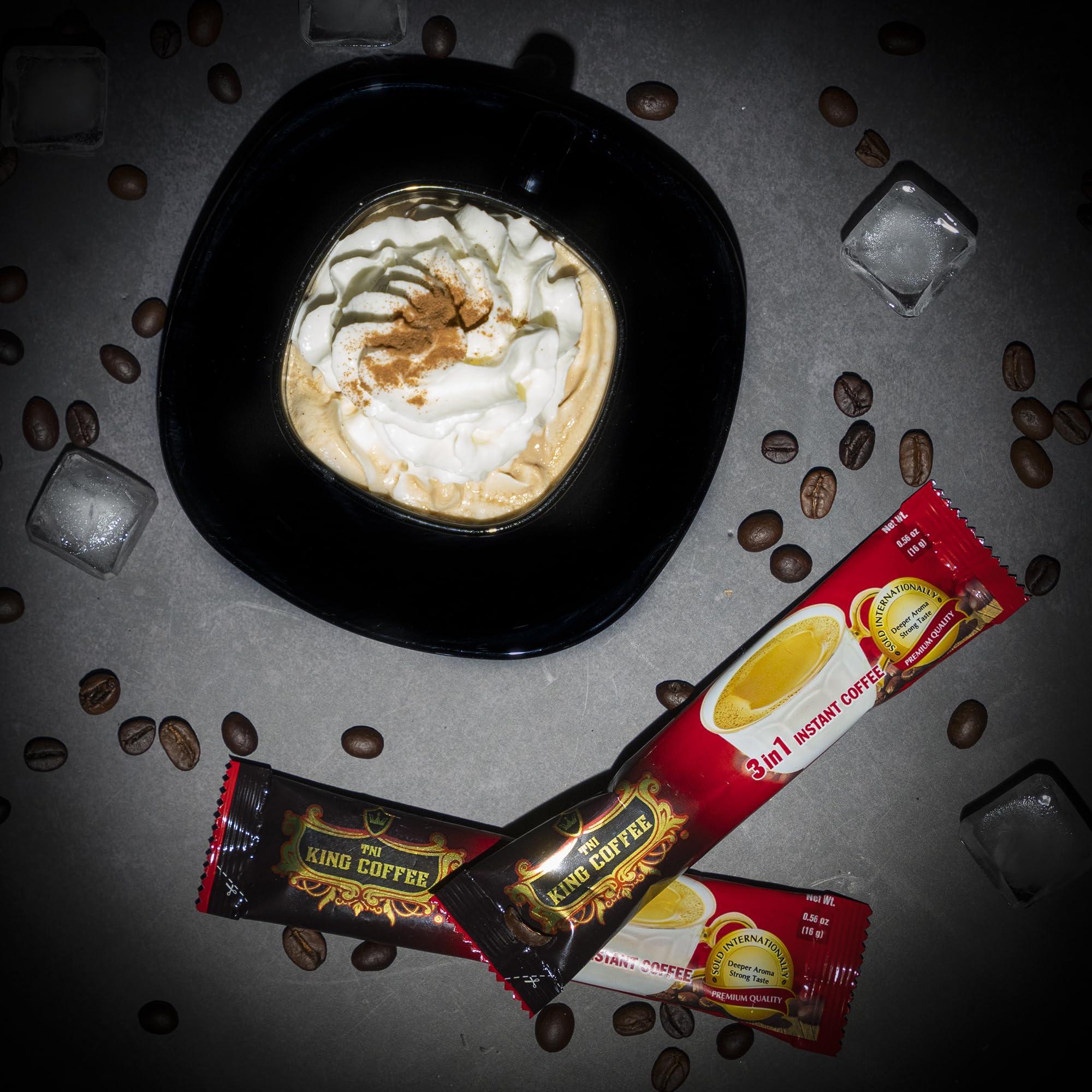 TNI King Coffee TNI King Coffee 3 in 1 Instant Vietnamese Coffee, 100 Single Serve Packets - Individual Pocket Size Sachet Sticks - Blended with Coffee, Cream Powder and Sugar - Bulk Size Pack