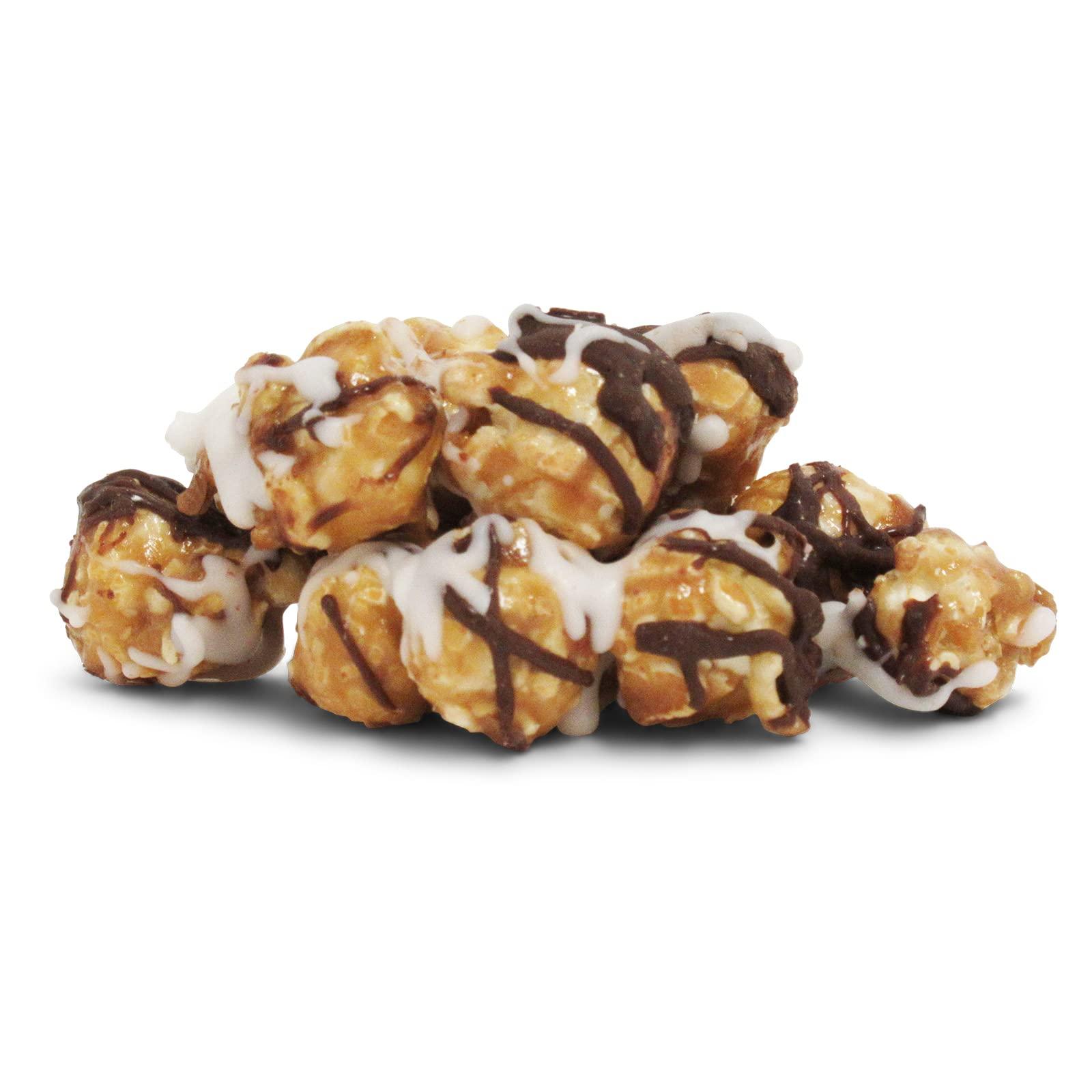 It's Delish Gourmet Chocolate Zigzag Popcorn by Its Delish, 2 lbs Bulk Bag – Festive Caramel Air Popped Sweet Crunchy White & Dark Drizzle Glazed Carmel Corn Snack, Parties - Gluten Free, Vegan, Kosher