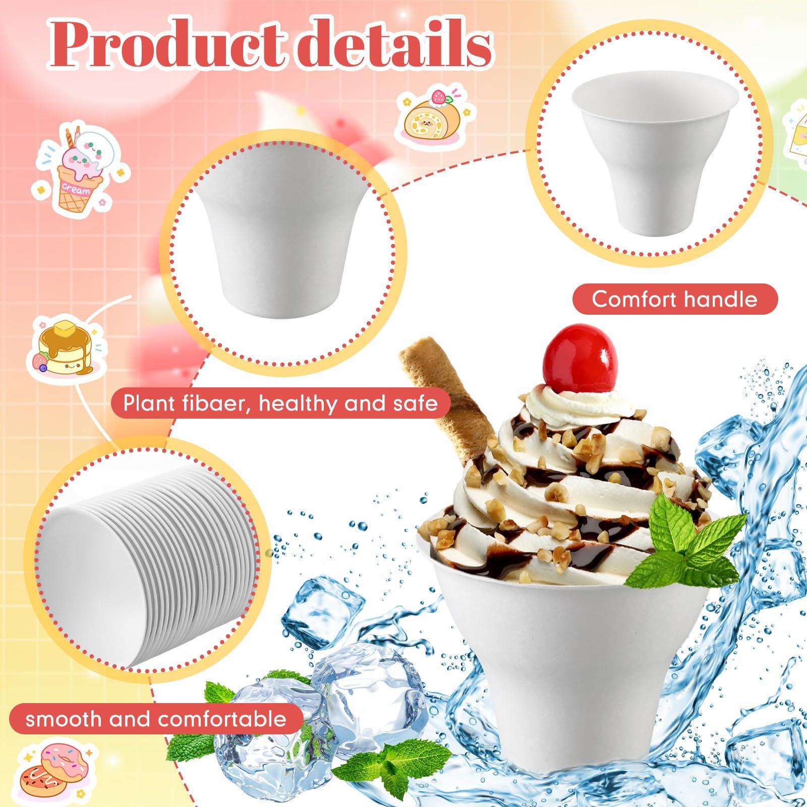 FoldTier FoldTier 100 Set Snow Cone Cups and Straws Set 12 oz Shaved Ice Cups Colorful Snow Cone Straws Ice Cream Bowls Thicken Paper Cone Cups for Wedding Birthday Party Food Holiday Summer Cookout