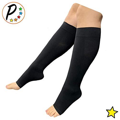 Presadee Presadee Open Toe 8-15 mmHg Mild Compression Leg Calf Relief Traditional Sock (Black, L/XL)