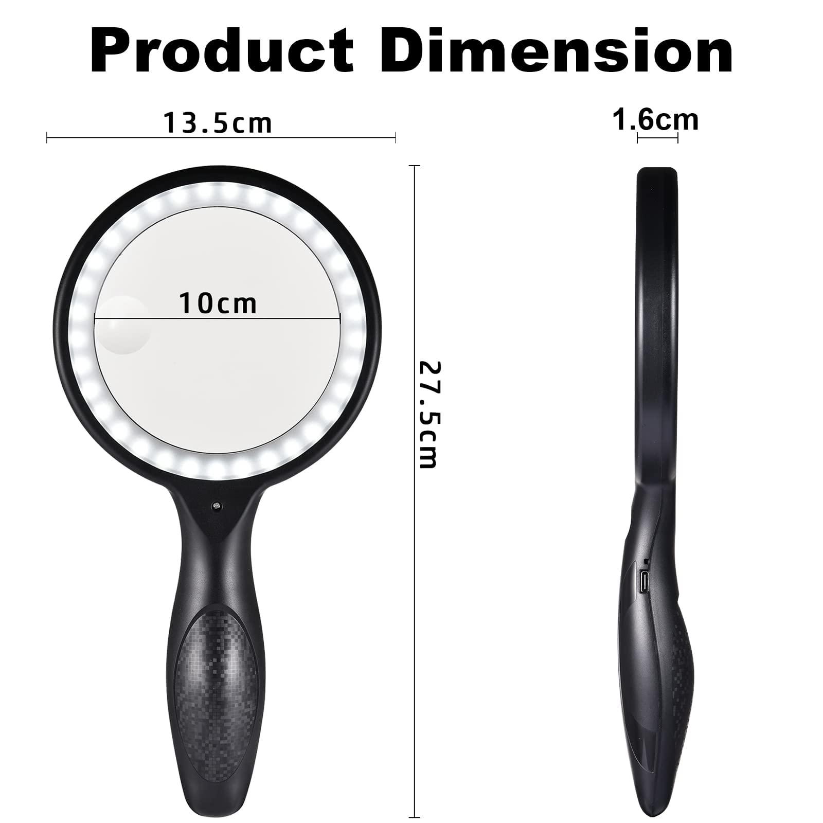 Xccbbow Magnifying Glass with Light, 30x 60x Magnifying Glass for Reading Lighted - 33 LEDs Magnifying Glass Magnifier Magnifier with Light