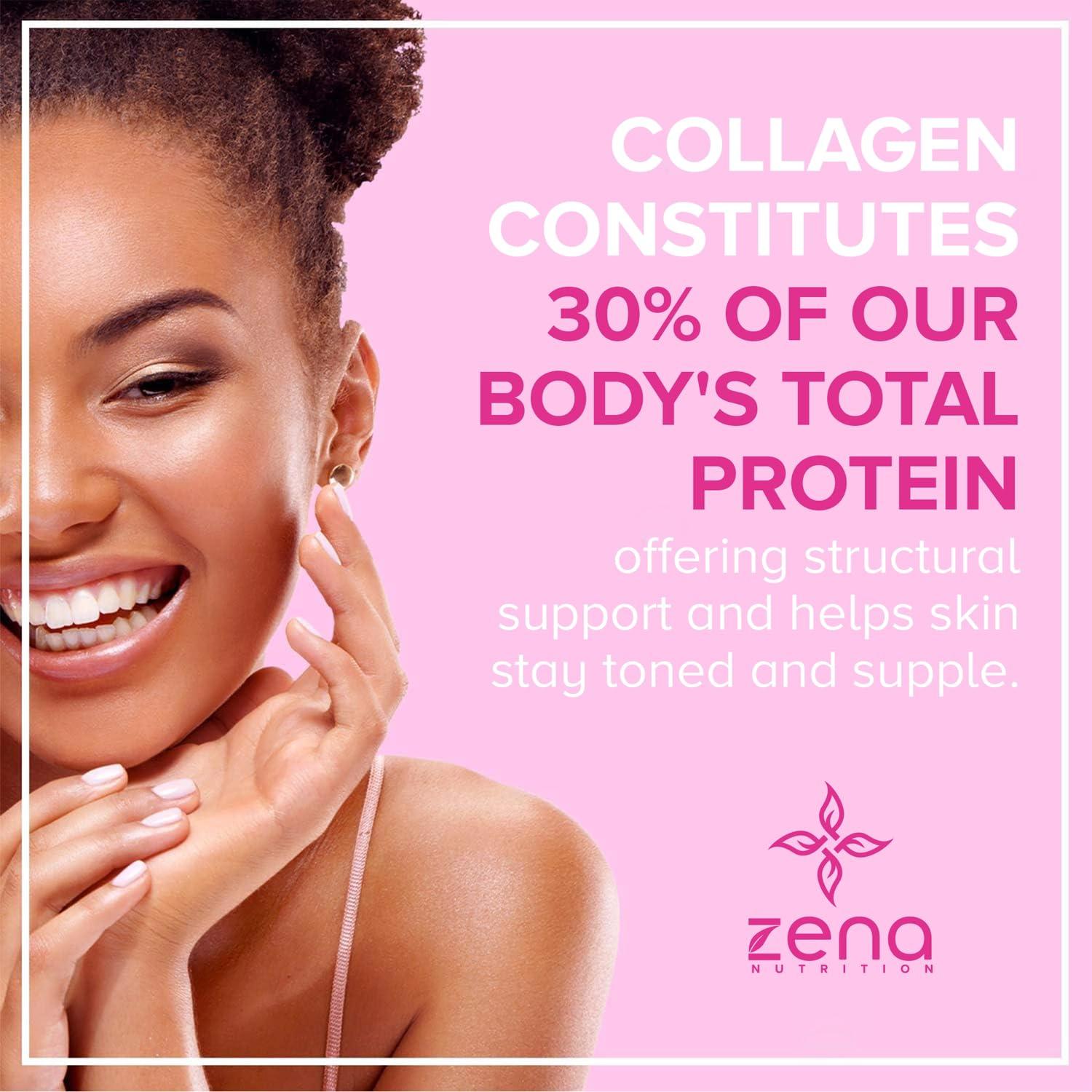 Zena Fit Nutrition Zena Liquid Collagen + Biotin: 2500mg Collagen, 5000mcg Biotin, Verisol Formula | Hair, Skin, Nail & Joint Support | Non-GMO, Mixed Berry Flavor | 90 Servings