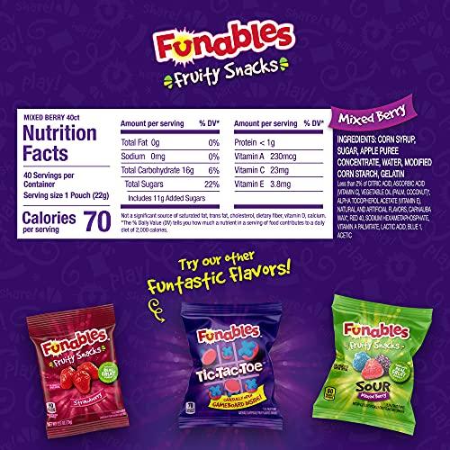 Funables Funables Fruit Snacks, Mixed Berry Fruit Flavored Snacks, 0.8 ounce Pouches (Pack of 80)