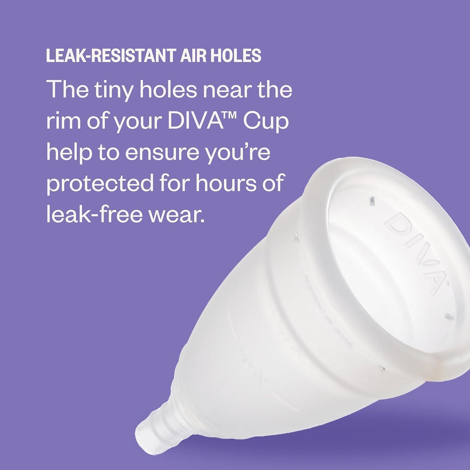 DivaCup DIVA Cup - Medical Grade Silicone Cup for Period Care - Reusable Menstrual Cup - Up to 12 Hours of Continuous Wear - Model 1 (For Medium to Heavy Flow)