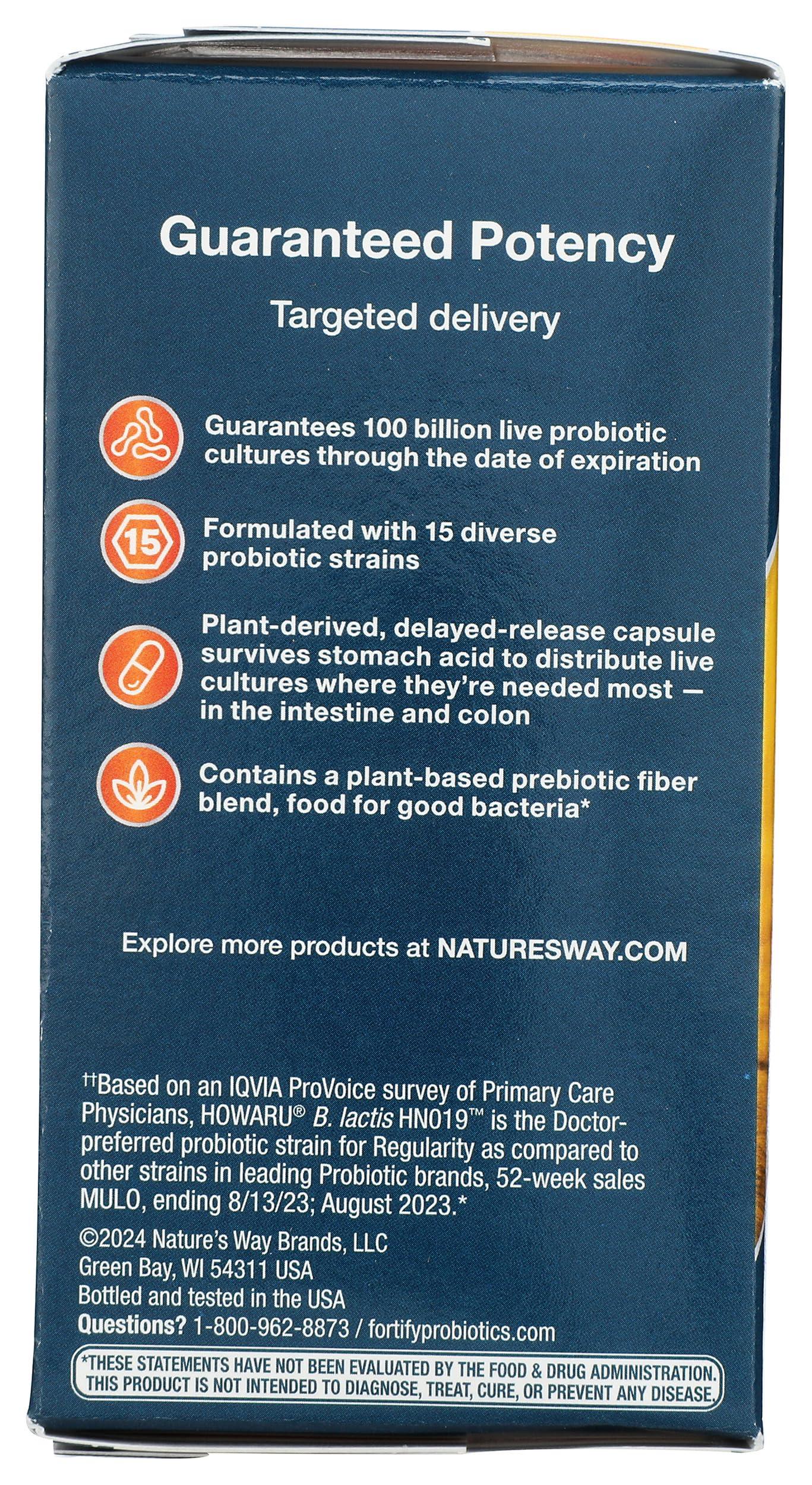 Nature's Way Nature's Way Natures Way Fortify Optima Daily Probiotic, 100 Billion, 15 Strains, Prebiotic, 30 Capsules, 30 Count