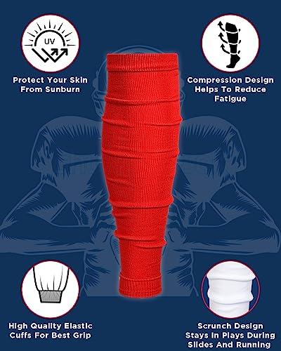 Exxact Sports Exxact Sports Leg Sleeves for Men Football Calf Compression Sleeve, Calf Sleeves for Men & Boys, Football Leg Sleeve (1 Pair) (Adult, Red)