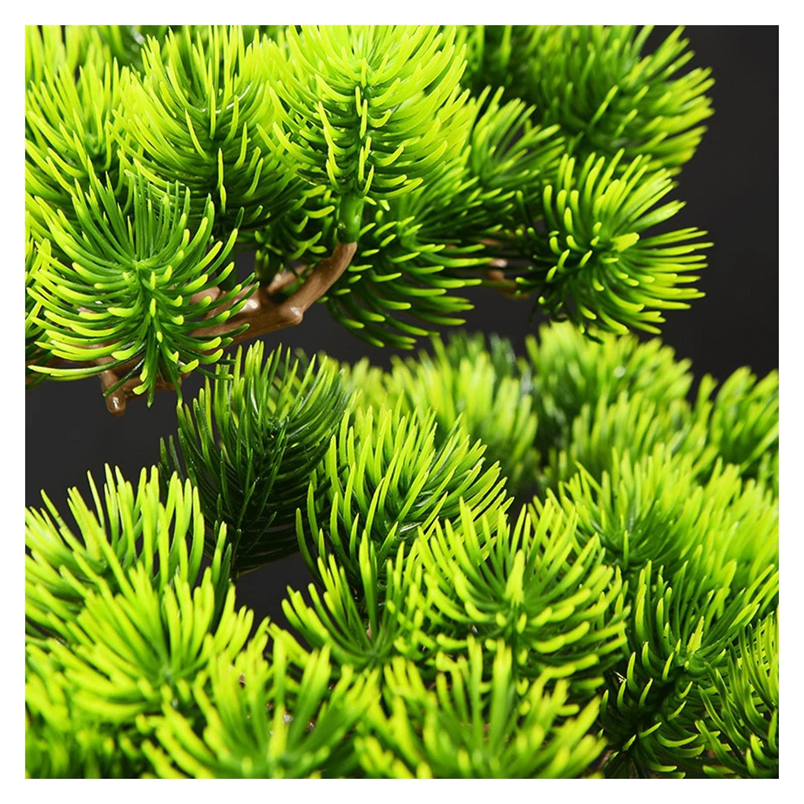HASMI Fake Plants Artificial Bonsai Pine Tree Fake Plants Room Decor for Bedroom Aesthetic and Home Farmhouse Bathroom Decor, Height 11 Inchwith Cleaning Brush Bonsai Tree