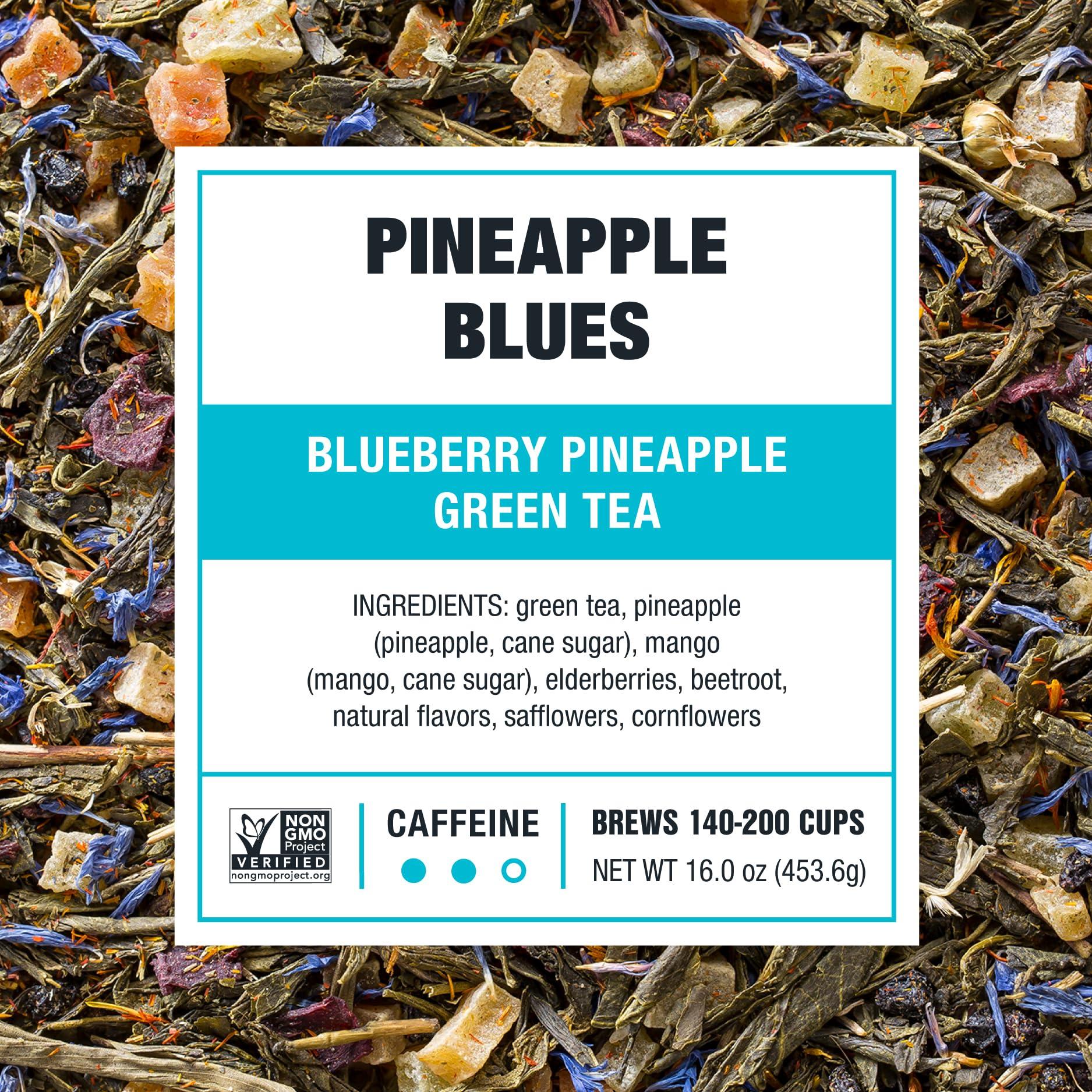 Tiesta Tea Tiesta Tea - Pineapple Blues, Blueberry Pineapple Green Tea, Premium Tropical Loose Leaf Tea, Medium Caffeinated, 200 Cups -16oz Resealable Bulk Pouch