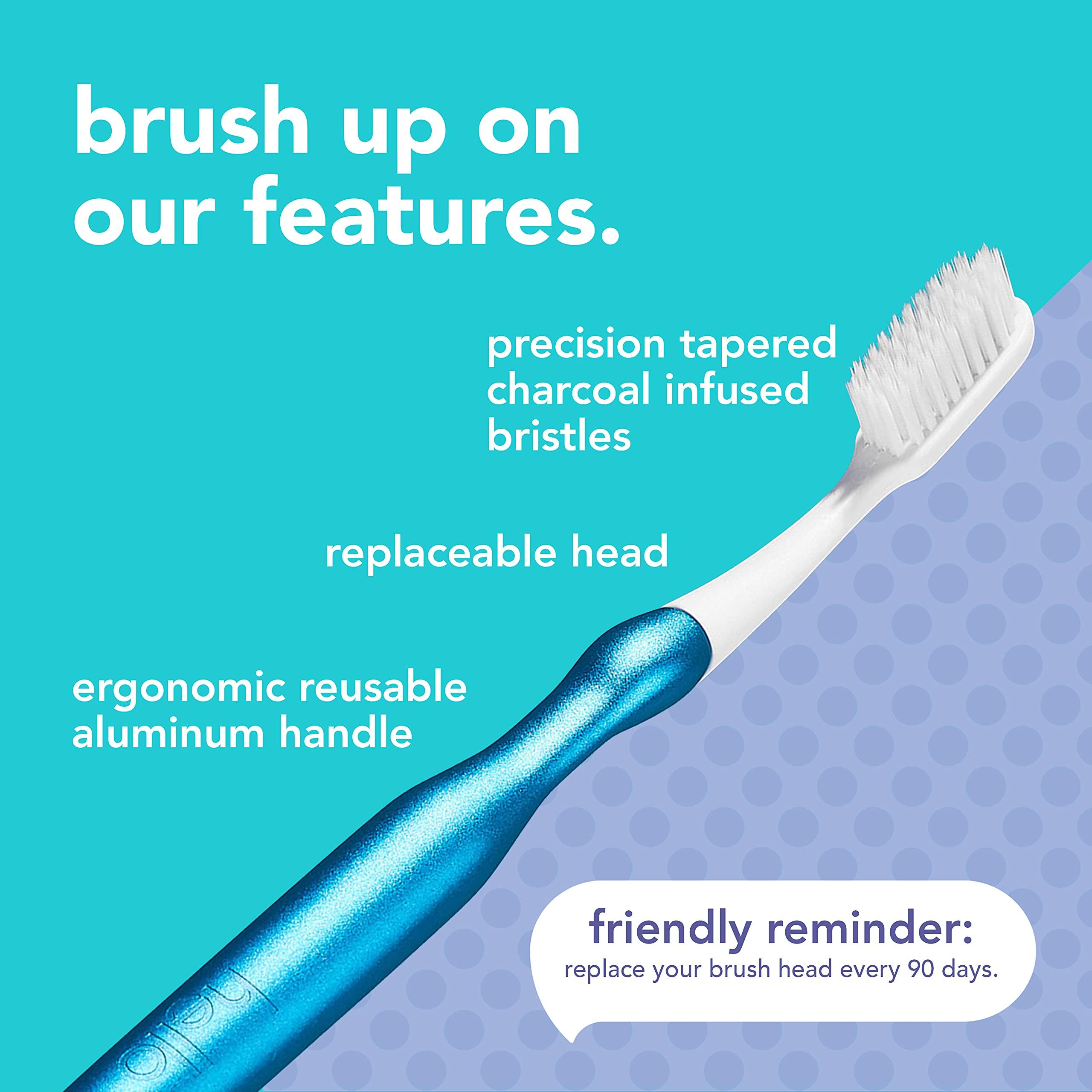 hello hello Manual Adult Blue Toothbrush Replacement Head Refills, Soft Tapered Bristles, BPA Free, 2 count, 4 Toothbrush Refill Heads