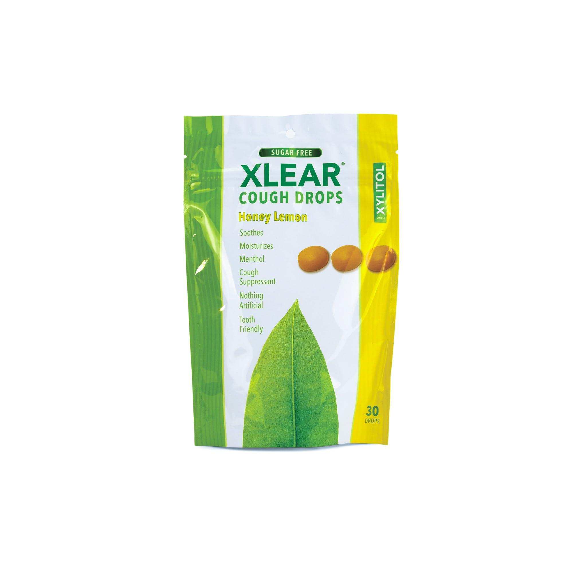 Xlear Xlear Xylitol Sugar Free Cough Drops for Adults and Kids, Dry Mouth Lozenges, Sugarless Sore Throat Lozenges, Natural Honey Lemon, 30 Count (Pack of 2)