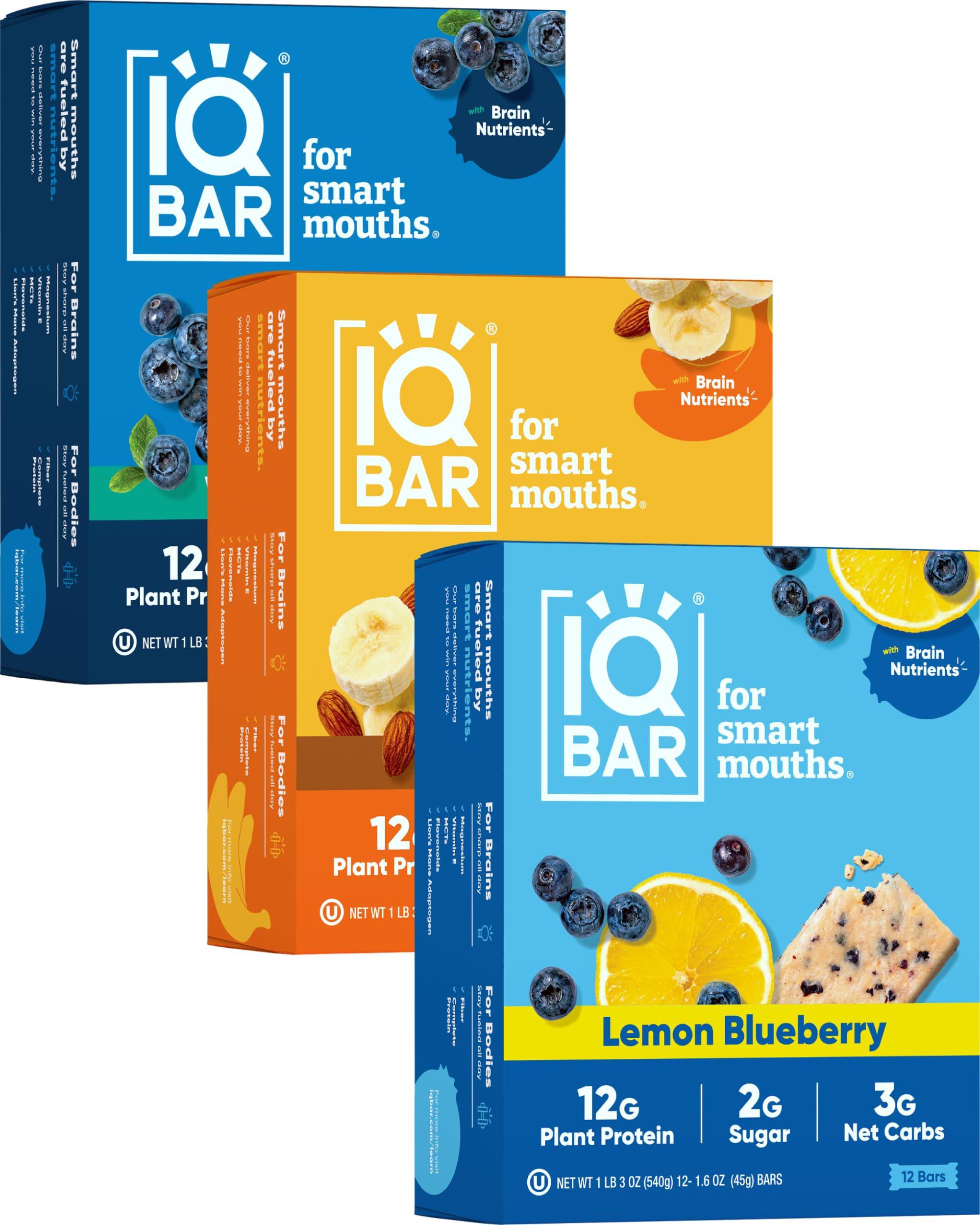IQBAR IQBAR Brain and Body Plant Protein Bars - Fruit Lovers Variety - 36-Count Low Carb - Gluten Free, High Fiber, Vegan Snacks - Low Sugar Meal Replacement