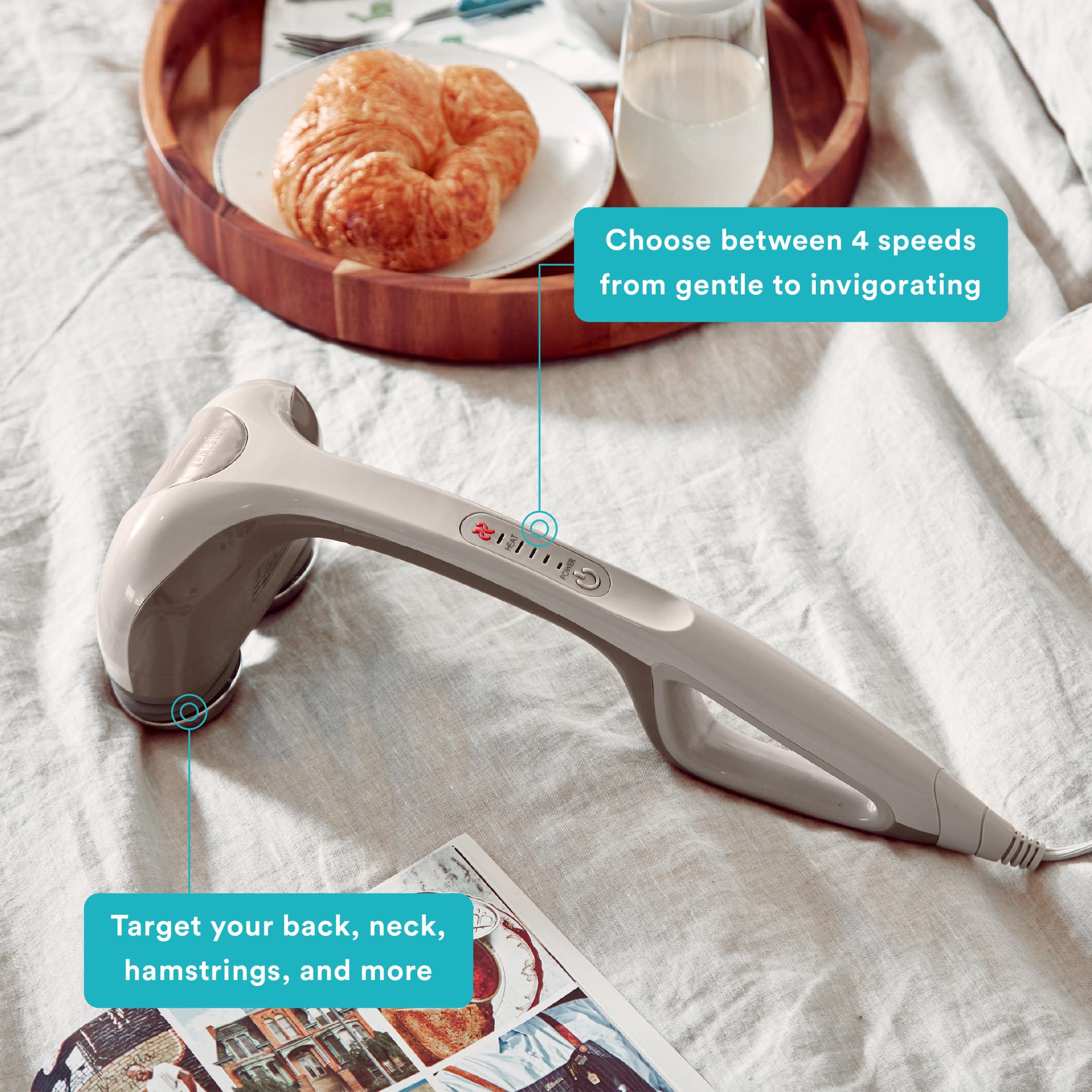 Homedics Homedics Percussion Action Massager with Heat | Adjustable Intensity, Dual Pivoting Heads | 2 Sets Interchangeable Nodes, Heated Muscle Kneading for Back, Shoulders, Feet, Legs, & Neck