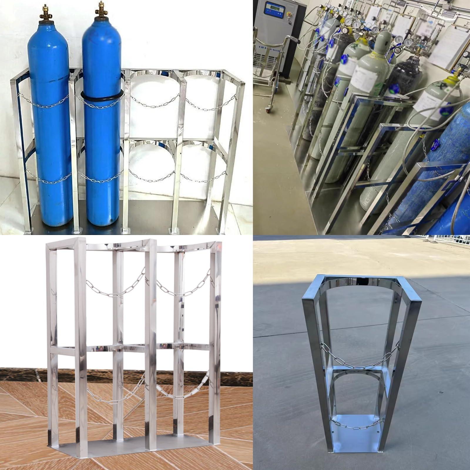MZZKFC MZZKFC 40 60 100 CM Heigh Gas Cylinder Organizer Shelf with Protective Chain, 304 Stainless Steel Gas Cylinder Storage Rack, Factory/Lab Gas Cylinder Holder(Inlet 6.3 in-8.7 x 7.9 x 15.7 in)