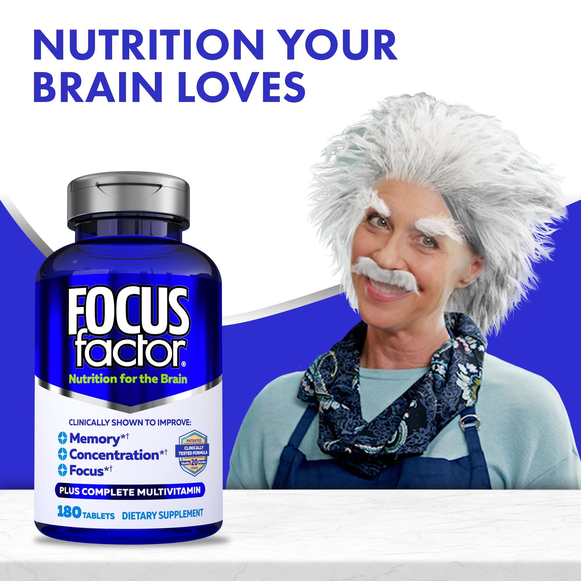 Focus Factor Focus Factor Brain Supplement Multivitamin Improve Memory and Clarity Boost Concentration Neuro Energy Learning Reasoning for Men and Women 180 Tablets