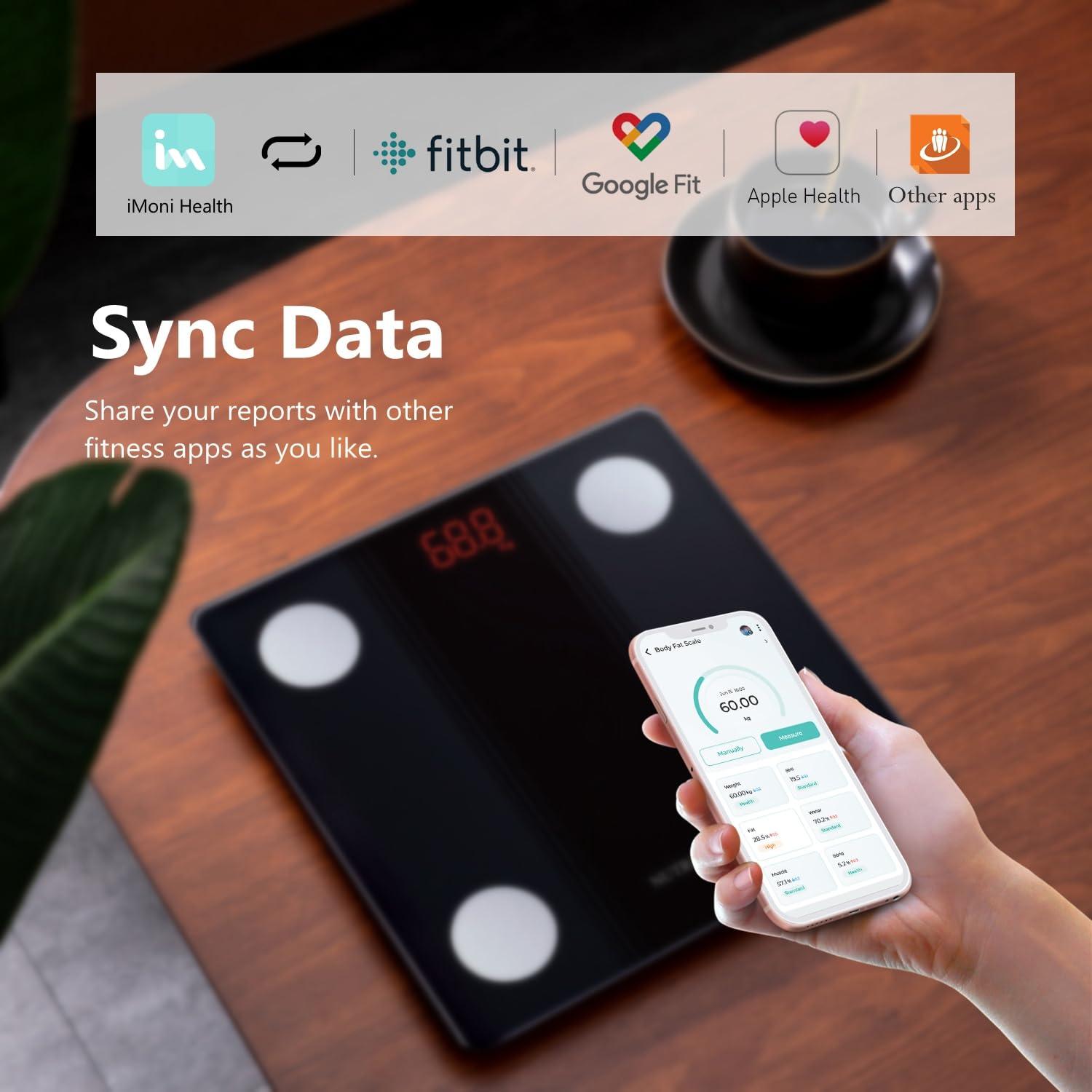 NUTRI FIT NUTRI FIT Bathroom Scale Smart Digital Bluetooth Scales for Body Weight, Body Fat, BMI Body Composition Analyzer Weighing Scale with High Precision Measurements Sync APP Heavy Duty 330lbs