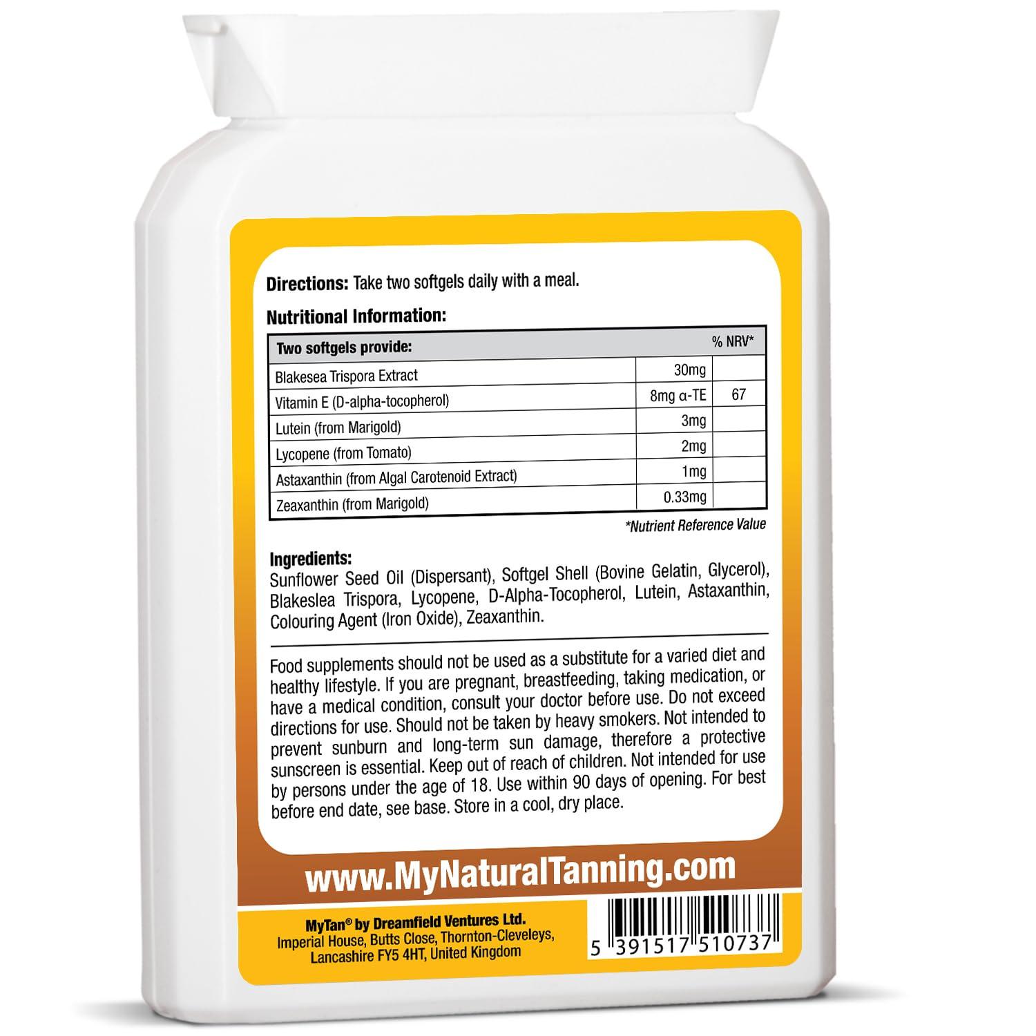 MyTan MyTan Bronze Tanning Pills | 100 Softgels | Sunless Tan Supplement | With Astaxanthin Lutein Lycopene And More | Over 7-Week Supply