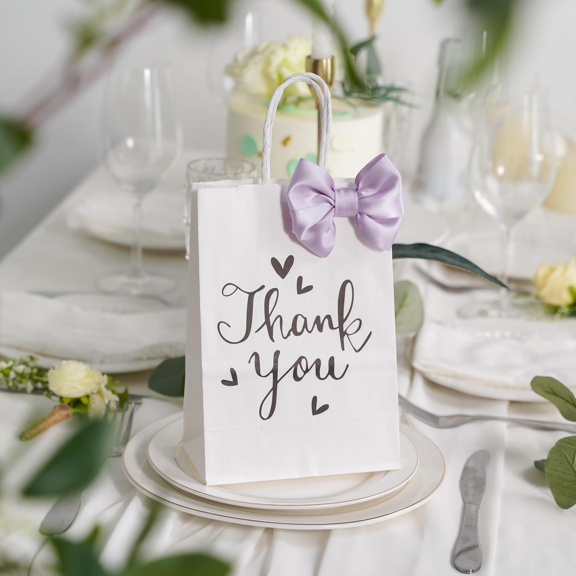 AIMUDI AIMUDI Lilac Satin Ribbon Twist Tie Bows for Treat Bags 3.5\" Light Purple Bows for Crafts Small Bows for Gift Wrapping Premade Bows for Cake Pop Candy Apples Gift Bags Wedding Baby Shower -24 Counts