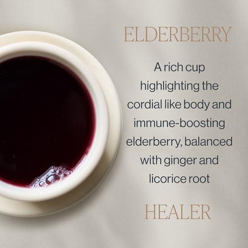 Rishi Tea Rishi Tea Blueberry Hibiscus & Elderberry Healer Herbal Tea - Organic Sachet Tea Bags, Caffeine Free Sleep Friendly Tea Bundle - 15 Count (Pack of 2)