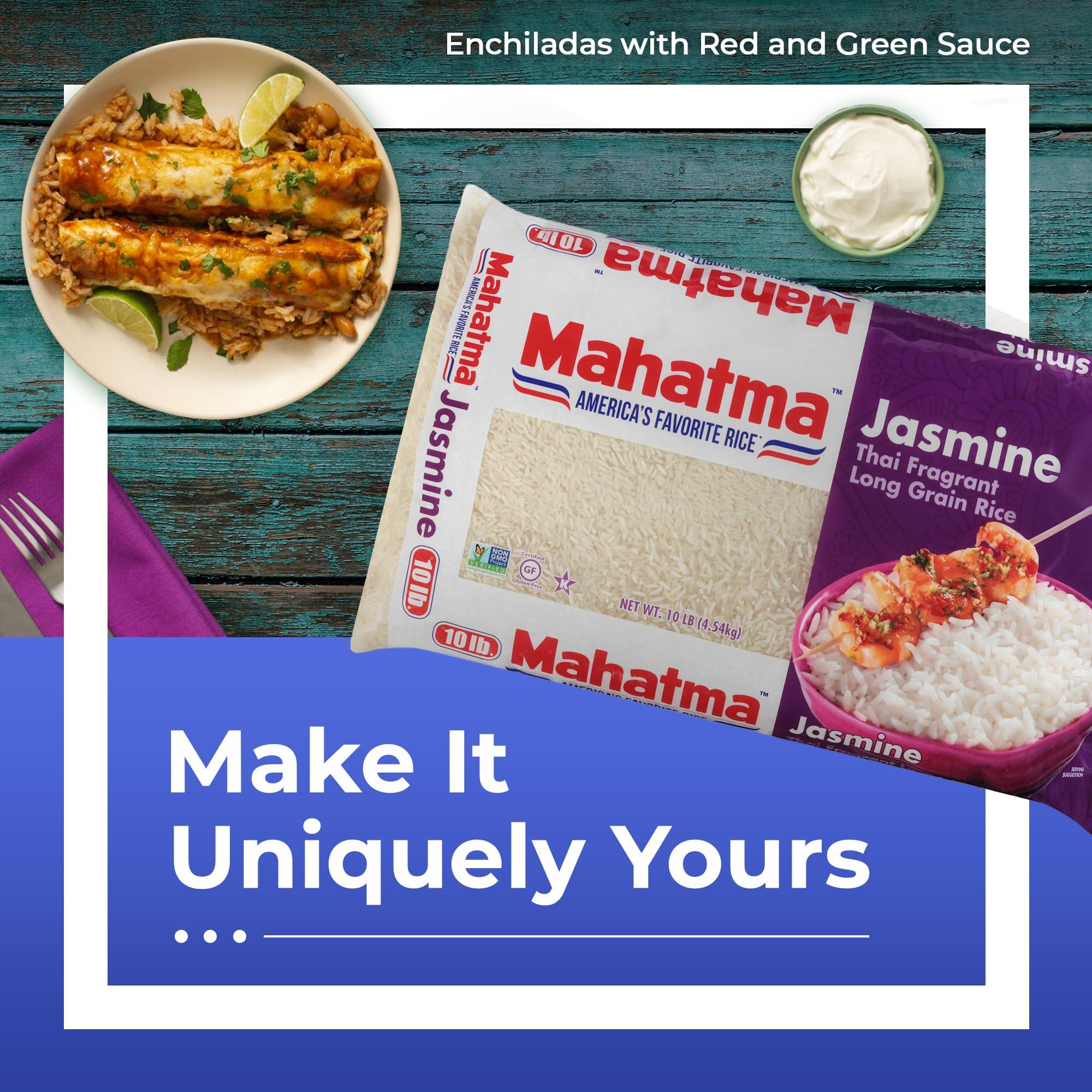 Mahatma Mahatma Jasmine Rice, 160-Ounce Bag of Rice, Thai, Indian, or Cambodian Fragrant Flavored Rice, Stovetop or Microwave Rice