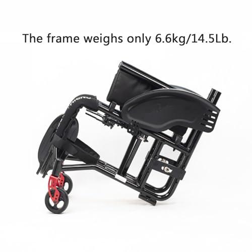 Atduglanix Folding Sports Portable Wheelchairs Aluminum Alloy Wheelchair Manual Wheelchair Handbrakes and Quick Release Rear Wheels & Anti-Tip Wheelsv(Green,Seat width 38cm/14.69in)