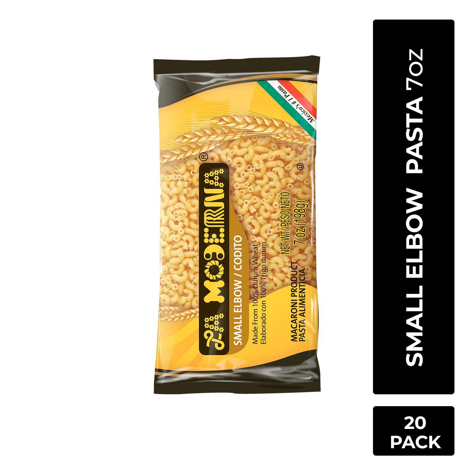 La Moderna LA MODERNA, Coditos, Pasta, Hecha con Smola de Trigo Durum, Enriquecida con Vitaminas y Hierro, 7 oz, Pack de 20