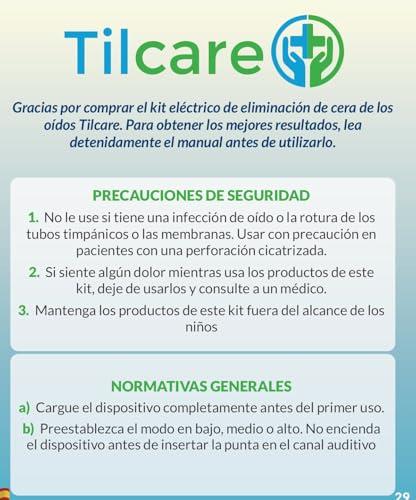 Tilcare Electric Ear Wax Removal Kit by Tilcare - Rechargeable Ear Cleaning Machine for Ear Irrigation - Complete Ear Flush Kit for Adults & Kids - Ear Lavage System with Otoscope, Microfibre Towel & 30 Tips