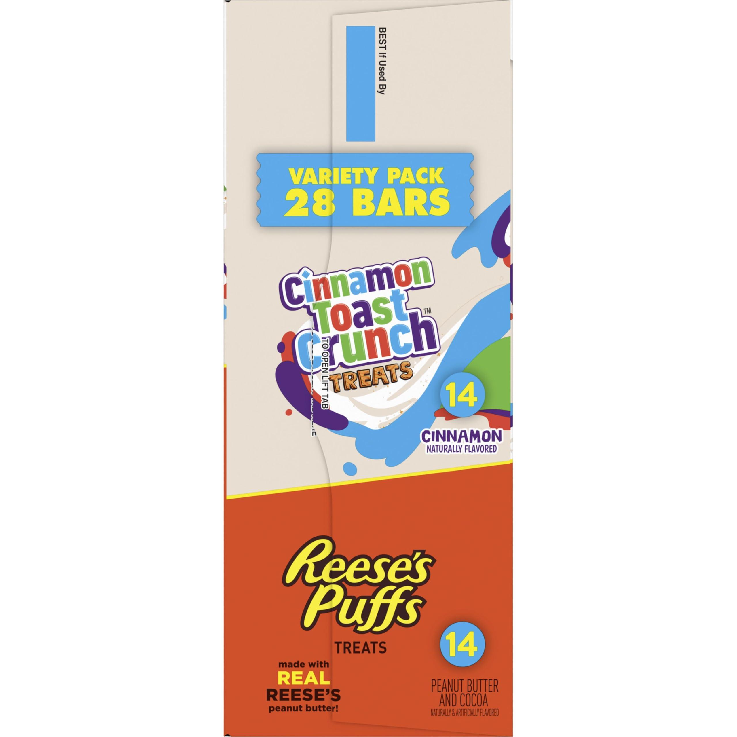 General Mills Reese\'s Puffs Cinnamon Toast Crunch Cereal Treat Bars Variety Pack, 28 ct