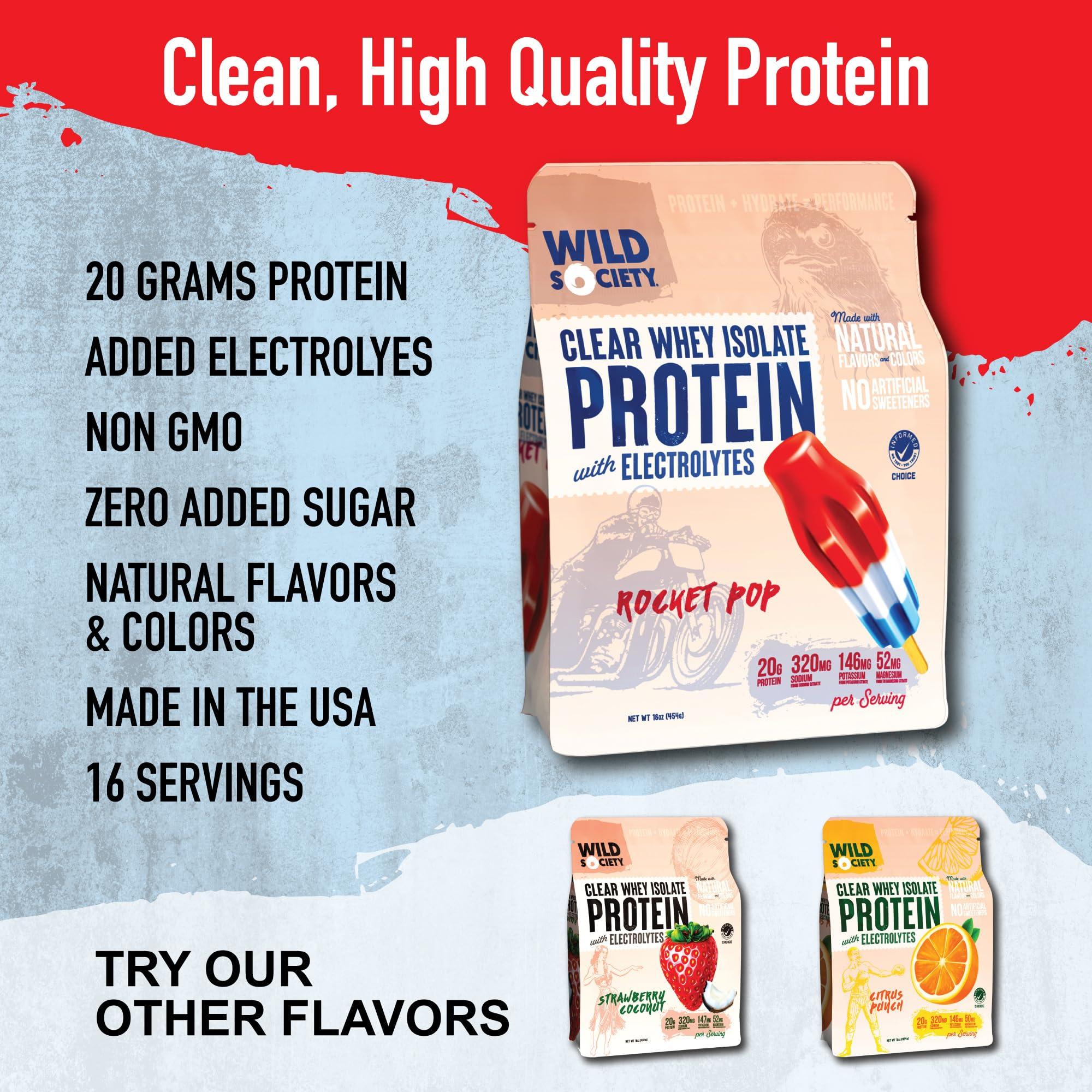 WILD SOCIETY WILD SOCIETY Clear Isolate + Whey Concentrate Super Combo - Rocket Pop Clear Whey + Vanilla Bean Whey Concentrate