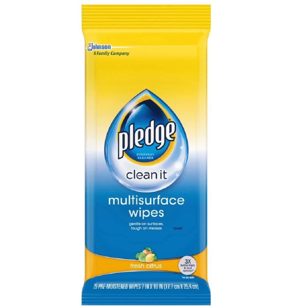 Pledge Pledge Multisurface Wipes, Fresh Citrus, 25-Count (Pack of 3)