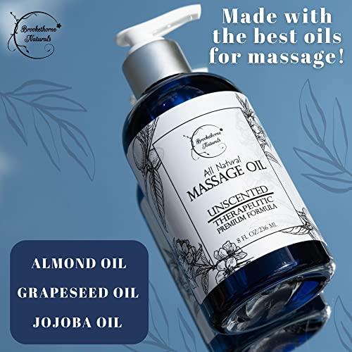Brookethorne Naturals Massage Oil for Massage Therapy | Massage Kit with Unscented Massage Oil & Lavender Oil for Full Body Massage
