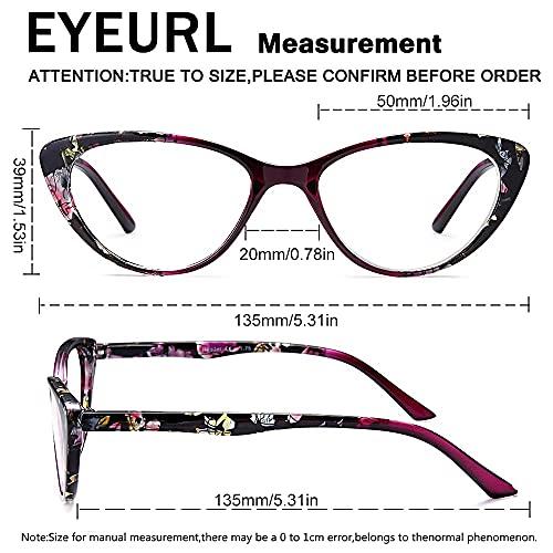 EYEURL EYEURL Cat Eye Reading Glasses for Womens Set of 2 Blue Light Blocking Computer Readers +1.5 Ladies Eyeglass Quality Frame Lightweight and Comfortable