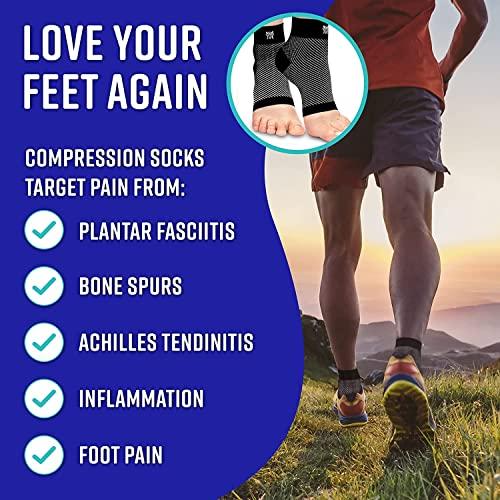 Bitly Bitly Plantar Fasciitis Compression Socks for Women & Men - Best Ankle Compression Sleeve, Nano Brace for Everyday Use - Provides Arch Support & Heel Pain Relief (White, Medium)