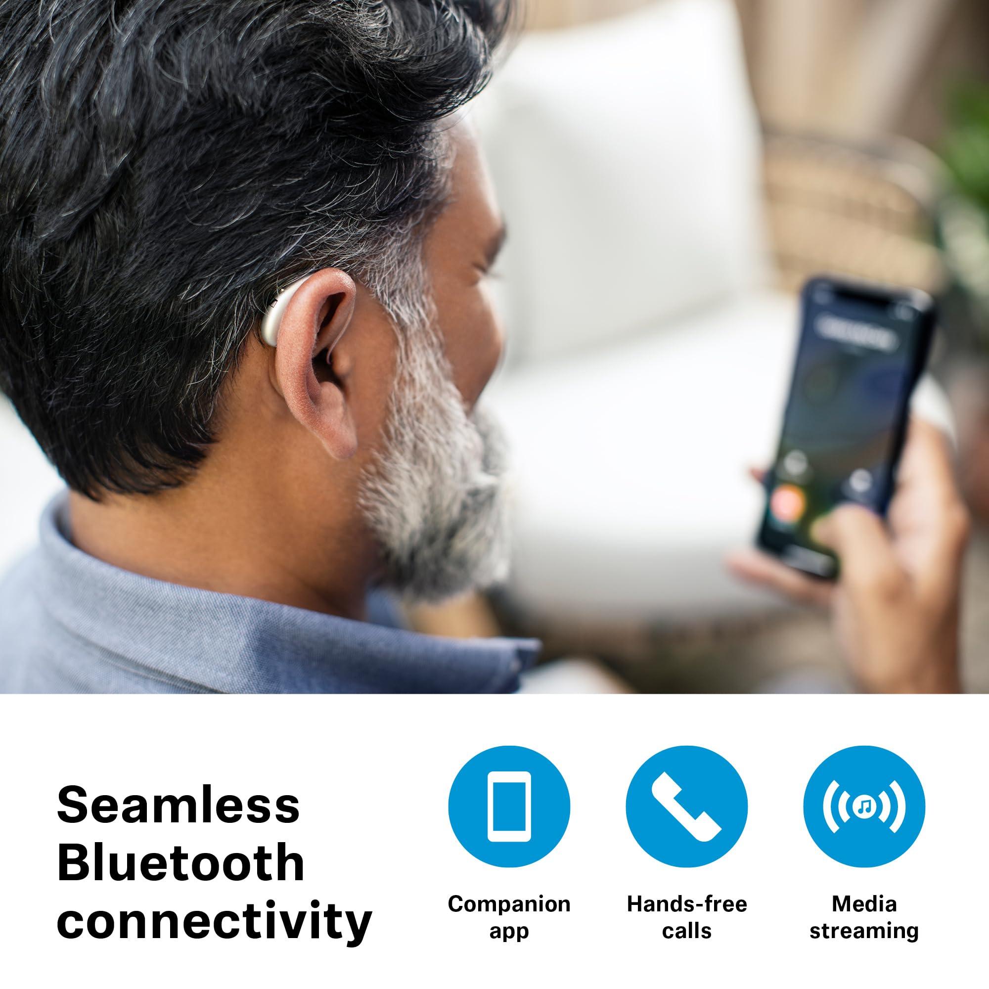 Sennheiser Sennheiser All-Day Clear Bluetooth Hearing Aids - OTC Hearing Aids with Bluetooth - Self-Fitting, Programmable Sound - FDA Cleared - Light Grey