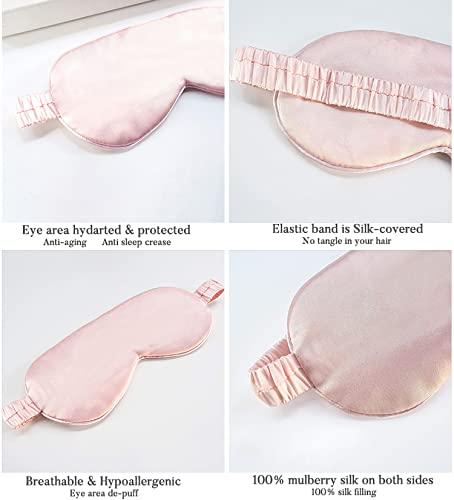 Laviz Pink Sleep Masks for Women with Elastic Headband, Soft Eye Masks, Lightweight Comfortable Blindfold, Silk Eye mask