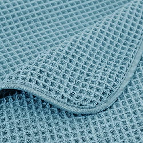 POLYTE POLYTE Microfiber Oversize Quick Dry Lint Free Bath Towel, 60 x 30 in, 4 Pack (Green, Waffle Weave)