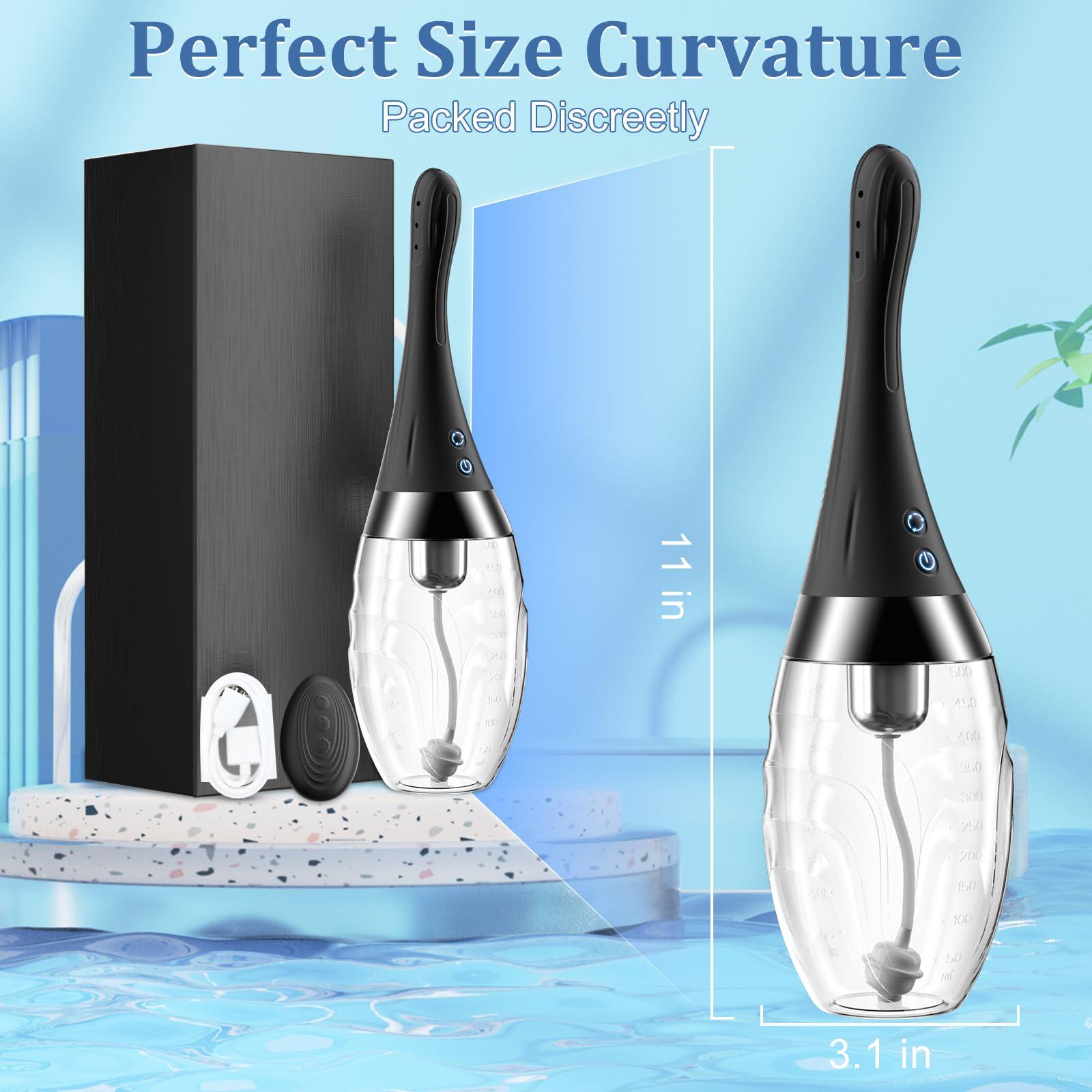 MIXIUALL Enema Anal Douche Anti Back-Flow Cleaner for Men Women - 360 Rotating Automatic Electric Silicone Enema Bulbs Douche with Remote Control 7 Spouts Butt Anal Travel Bottle Cleaner Kit