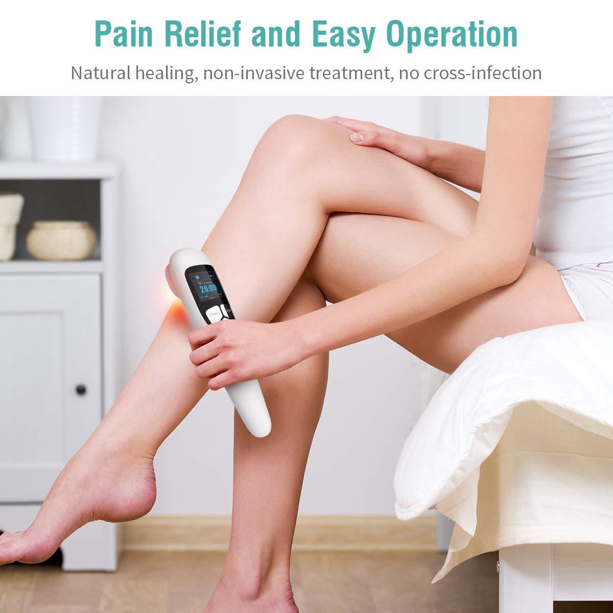 YOUICHIC Handheld Cold Laser Therapy Device with LED Display, Low Level Red Light Therapy for Dog Human Pain Relief Joint and Muscle, Body Back Shoulder Knee Pain, 4 Power & 4 Timer