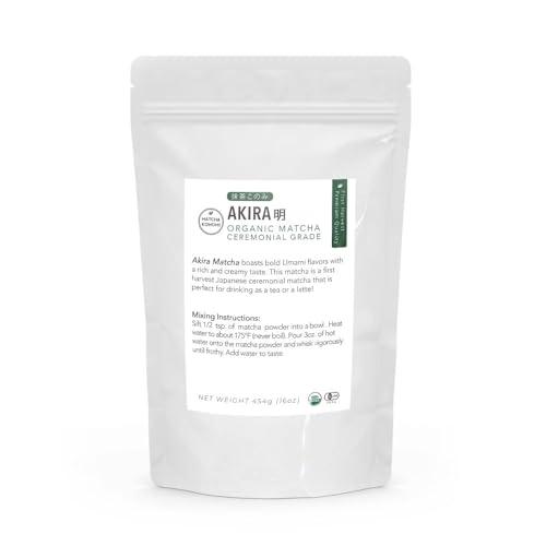 Matcha Konomi Akira Matcha - Organic Premium Japanese Matcha Green Tea Powder - First Harvest - Zero Sugar - USDA and JAS Certified 454g (16oz) Bag