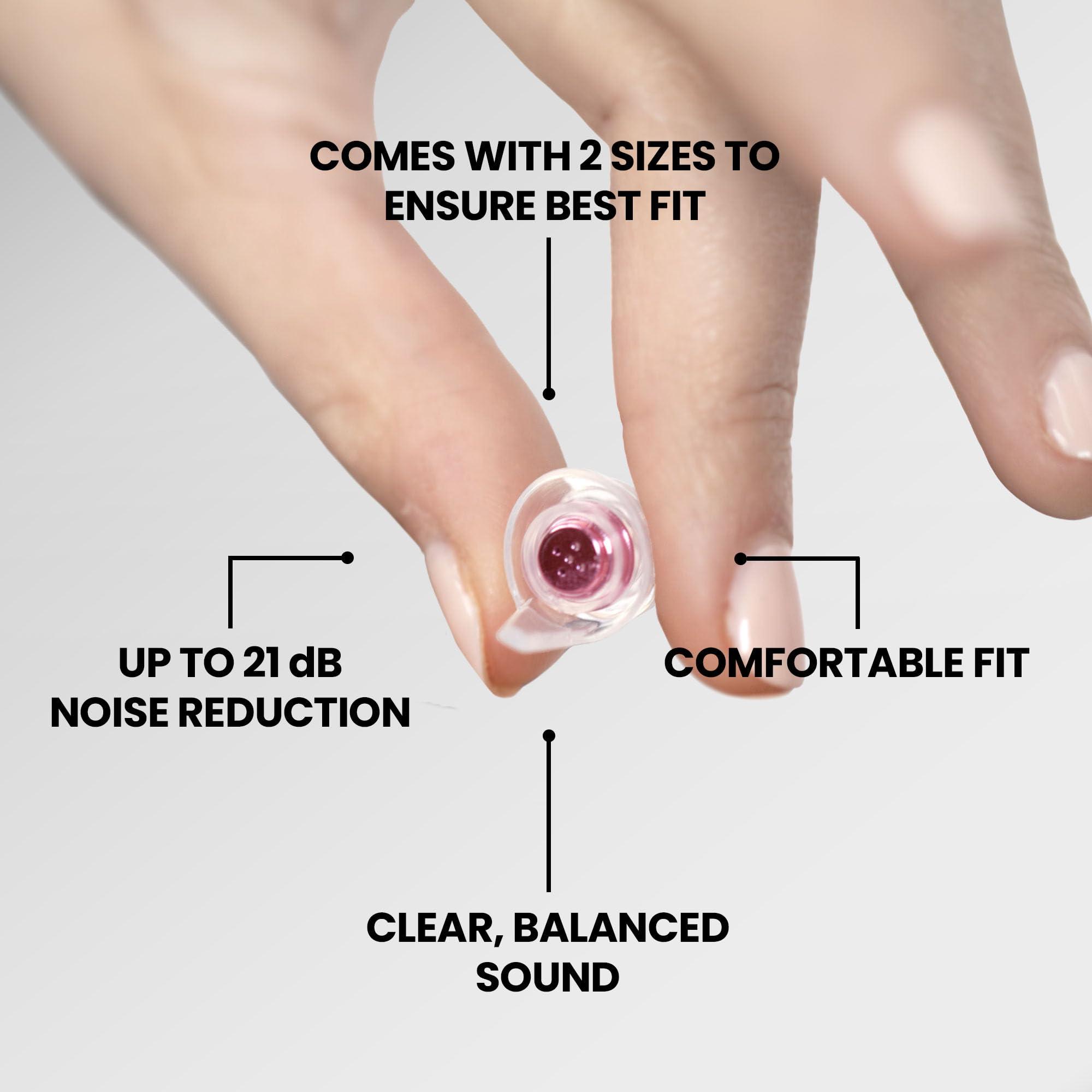 Eargasm Eargasm Smaller Ears Earplugs - Pink High Fidelity Filtered Noise Reducing Reusable Ear-Plugs for Kids, Women, Men - Hearing Protection for Live Concerts, Motorcycles, Festivals, Sporting Events